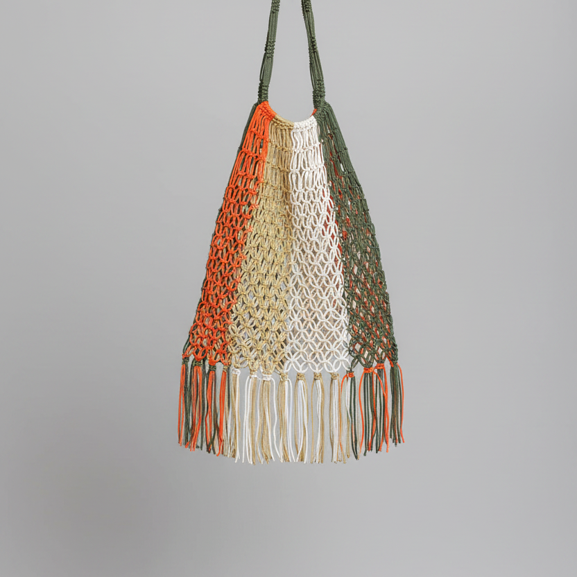 Vintage Multicolore Khaki With Fringes